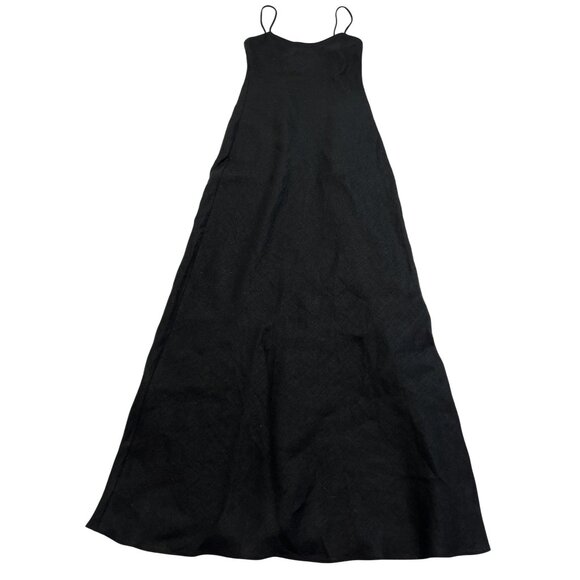 Venroy Linen Slip Dress in Black - Picture 1 of 5